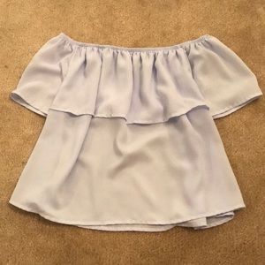 Light blue off the shoulder top